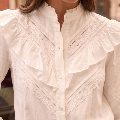 Blusa De Algodón Con Volantes