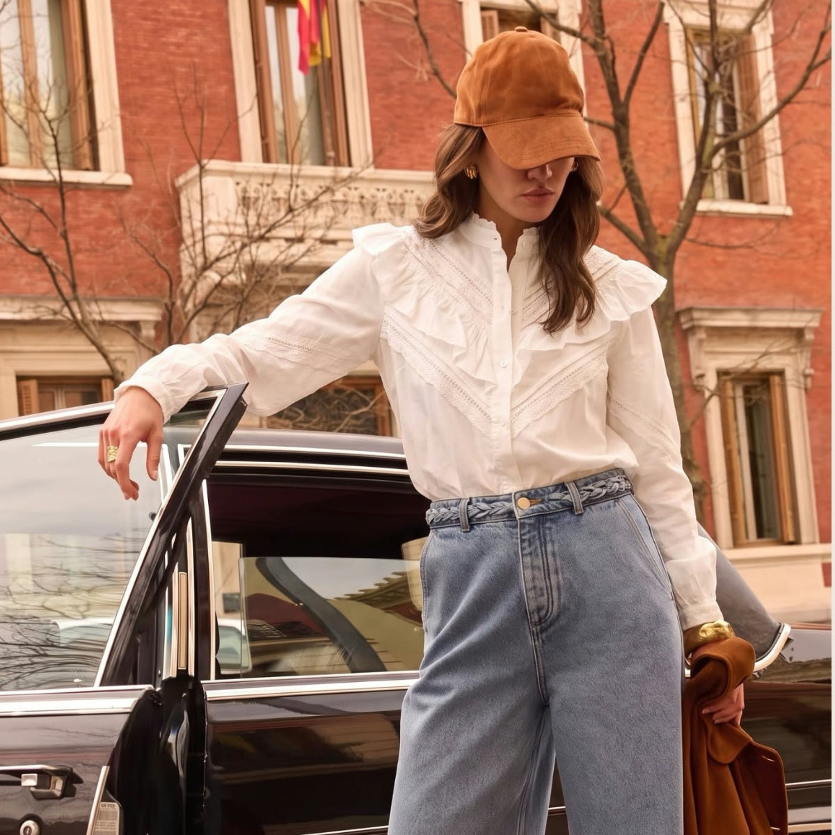 Blusa De Algodón Con Volantes