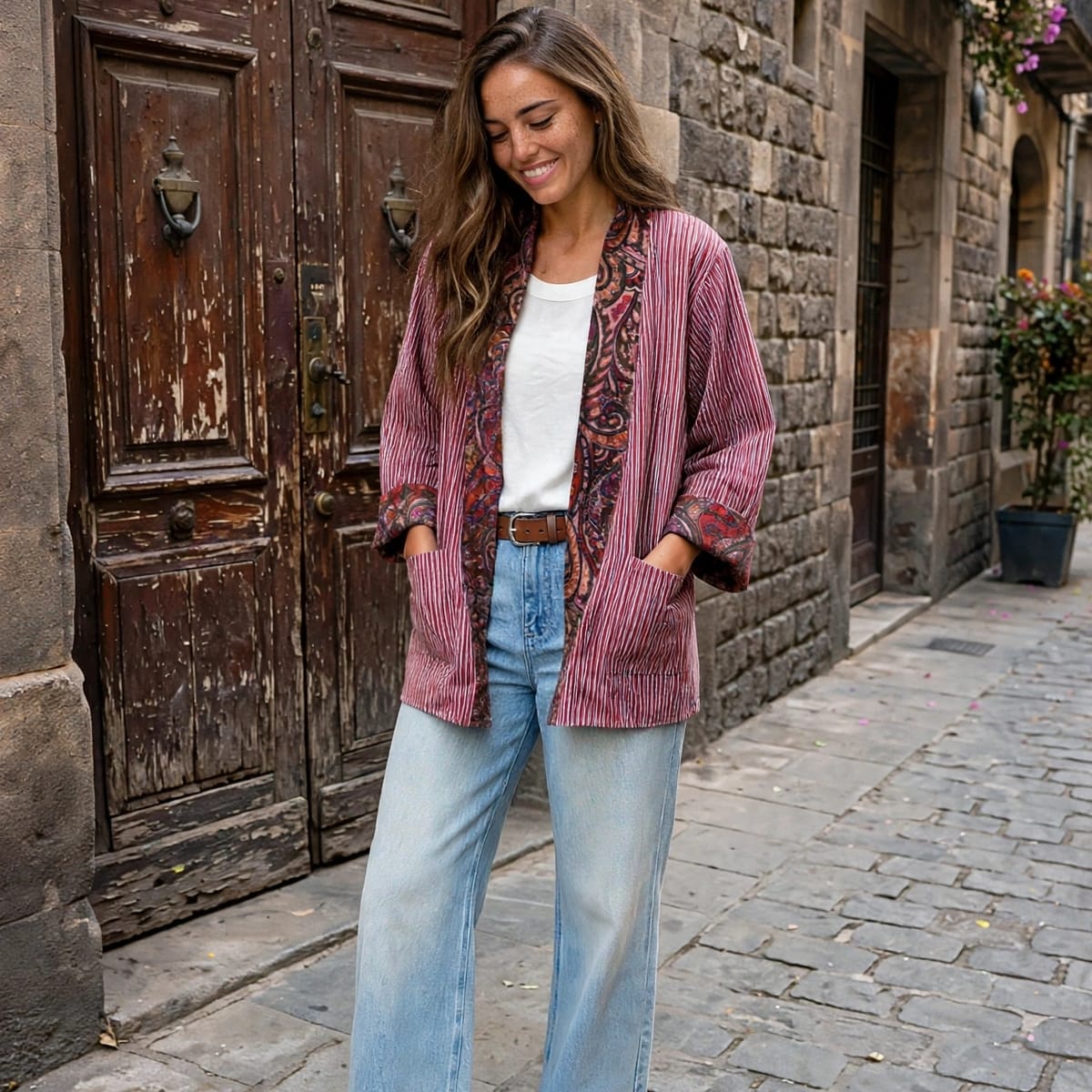 Chaqueta Kimono De Terciopelo India