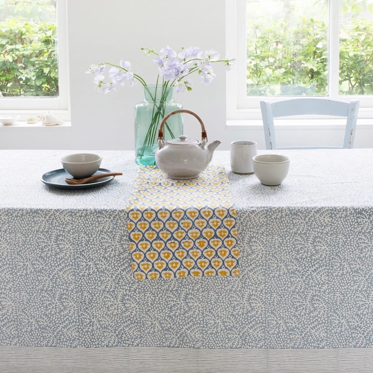 Paño de cocina artesanal con campanas bluestone